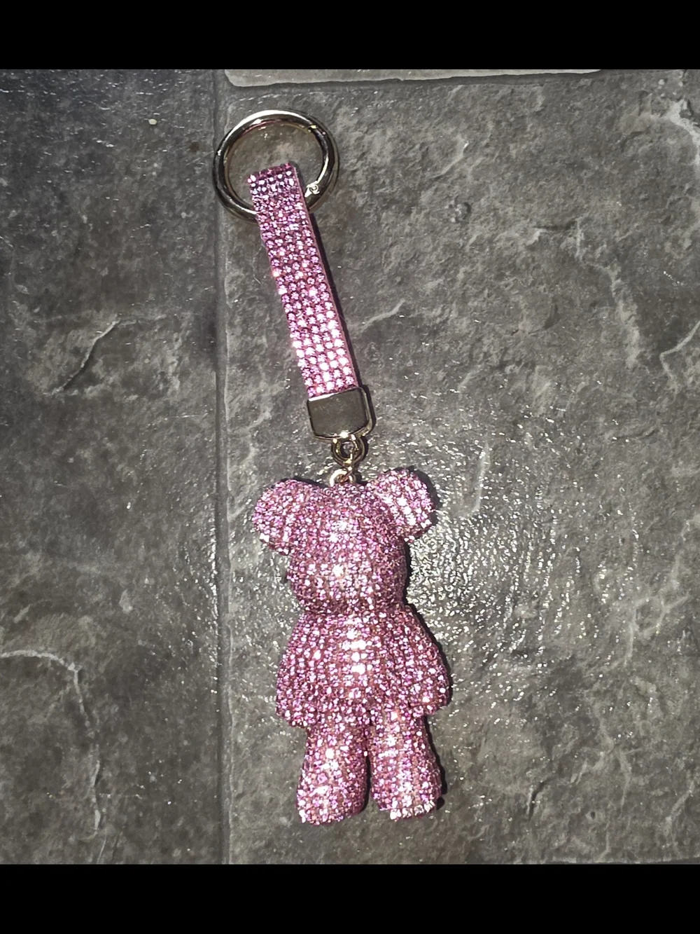 Sparkling Pink Rhinestone Teddy Bear Keychain/ Bag Charm BNIB